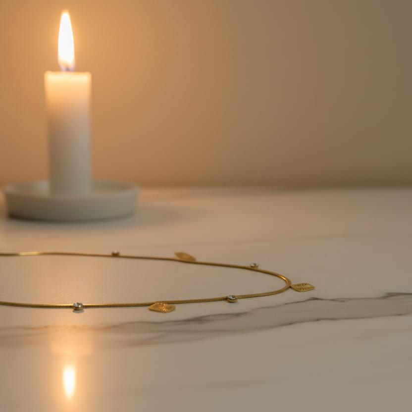 Aurielle Square Charms with Stone Necklace by SVORA