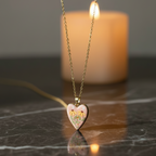 Pink Floral Heart Necklace detail shot by SVORA