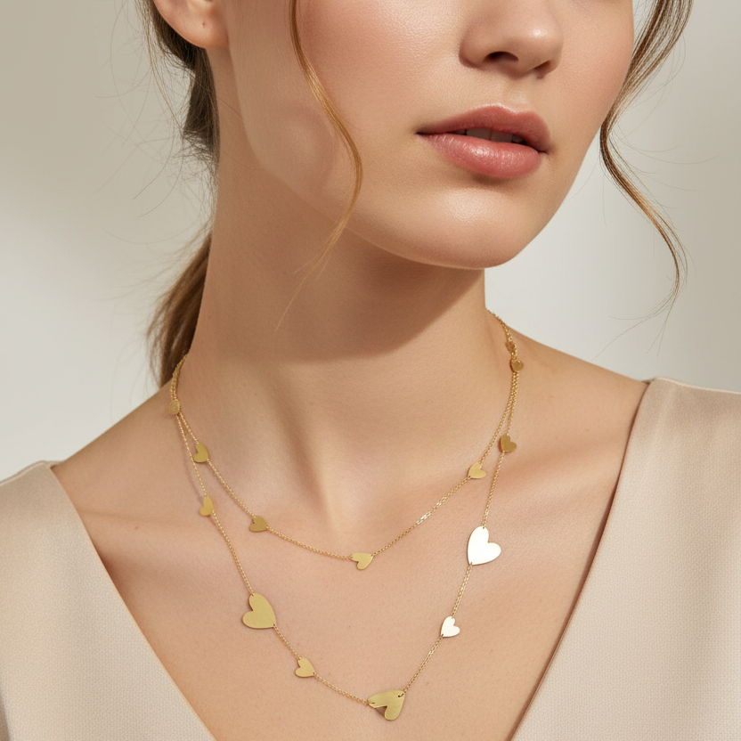 Eternal Heart Drape Necklace model view by SVORA