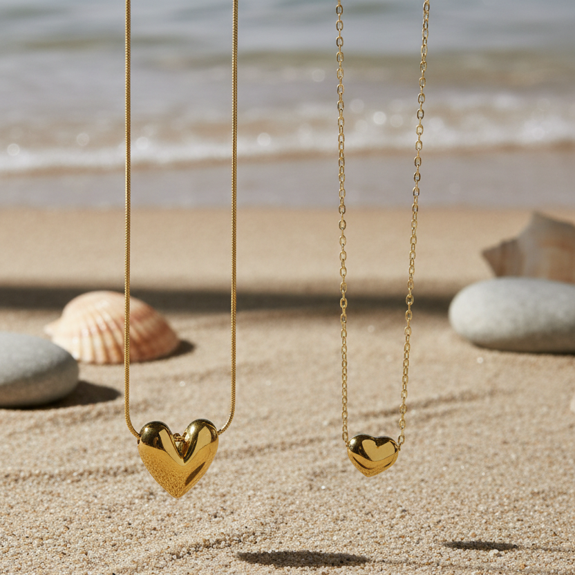 Dew Drop Heart Necklace paired up by SVORA