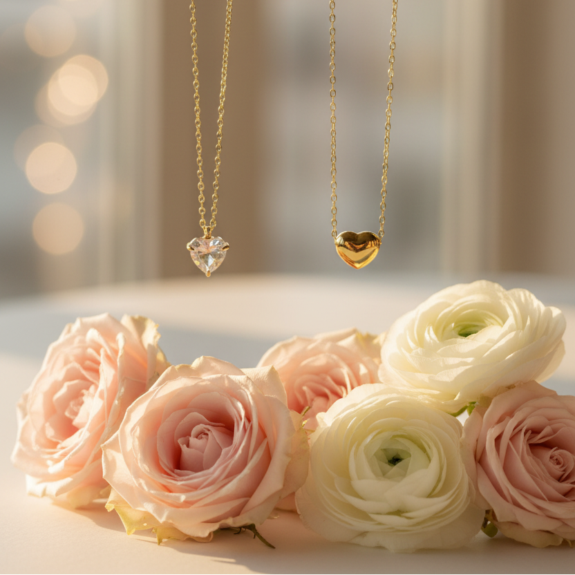 Sparkling Heart Solitaire necklace pairing by SVORA