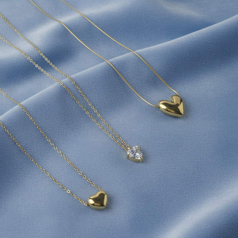 Sparkling Heart Solitaire necklace multiple pendants by SVORA