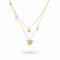 Bow and Heart With Solitare Charms Layered Necklace by SVORA