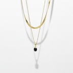 Black Onyx Snake Chain Layered Necklace by SVORA