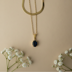 Black Onyx Snake Chain Layered Necklace by SVORA