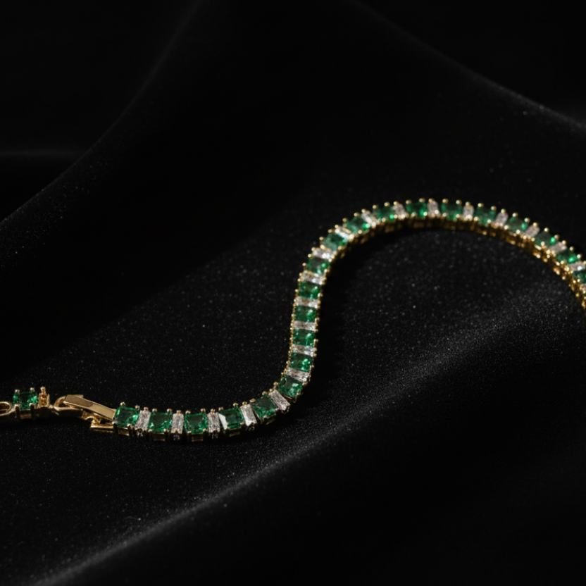 Emerald Tennis Adjustable Bracelet by SVORA