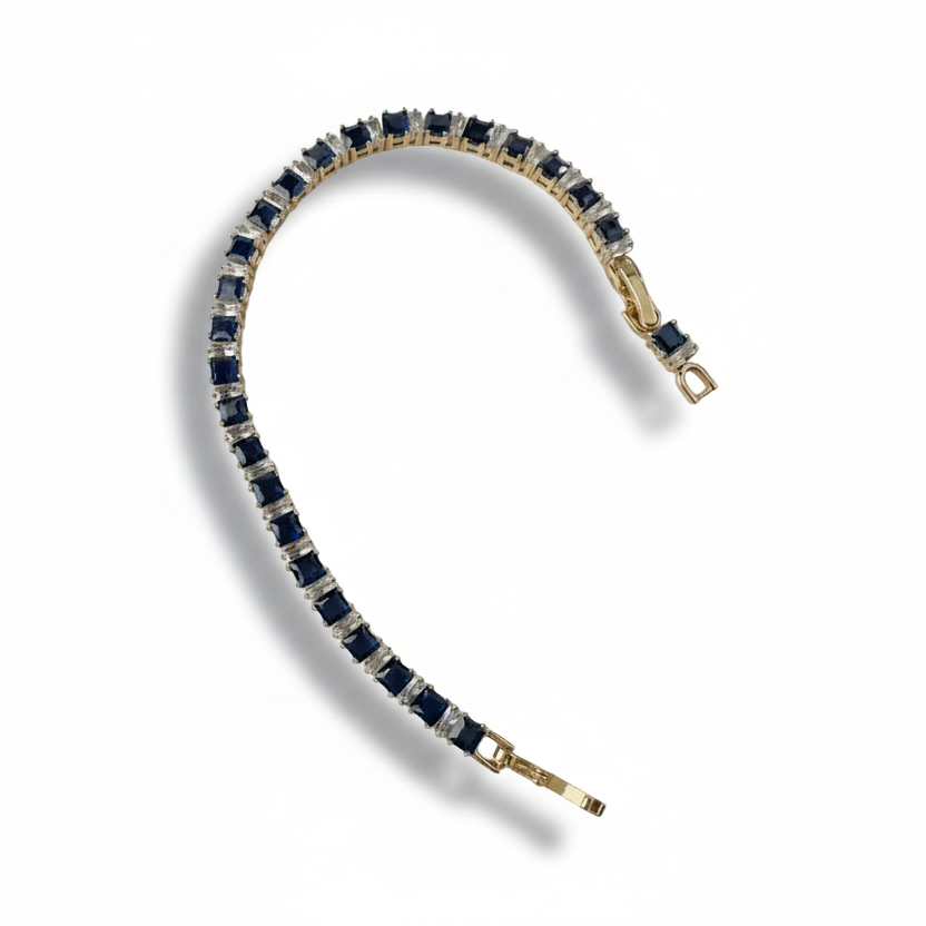 Blue Sapphire Tennis Adjustable Bracelet by SVORA