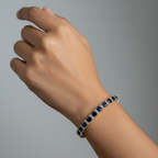 Blue Sapphire Tennis Adjustable Bracelet model view by SVORA