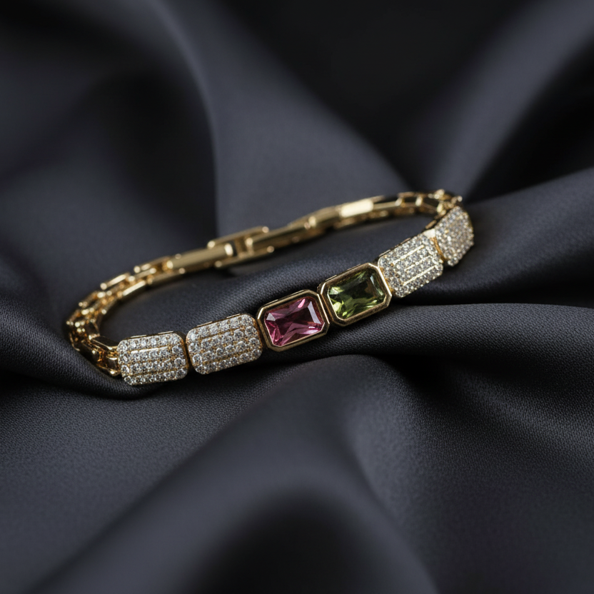 Dual Gem Adjustable Bracelet close up by SVORA