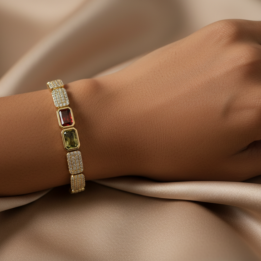 Dual Gem Adjustable Bracelet worn look by SVORA