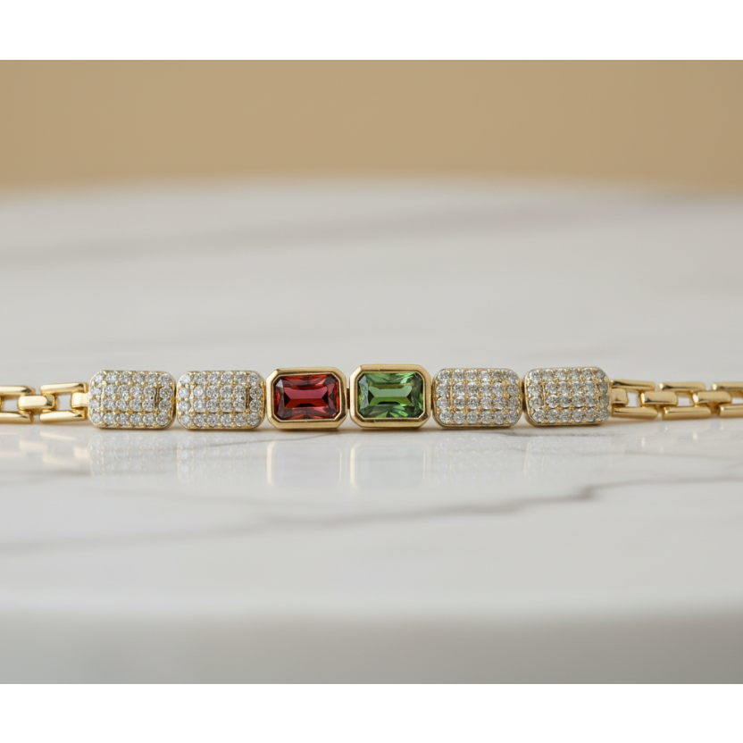 Dual Gem Adjustable Bracelet by SVORA