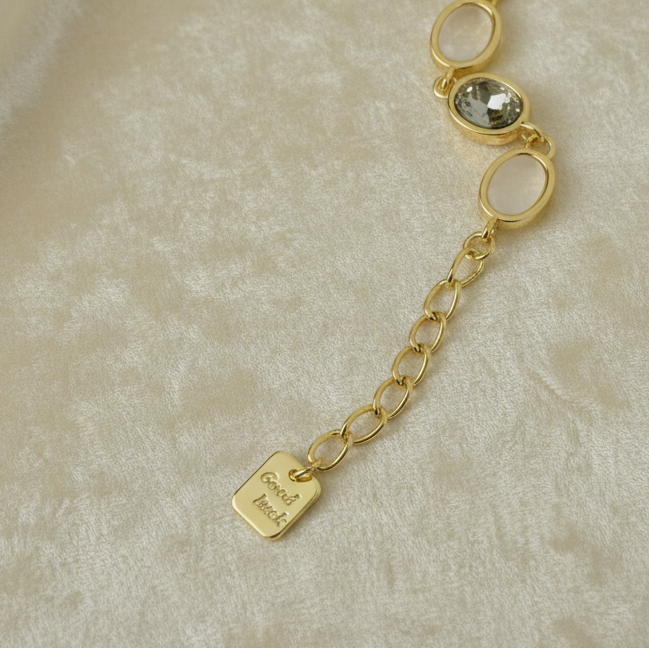 Opal Grey Gemstone Bracelet Good Luck Charm close up by SVORA