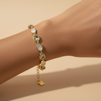 Opal Grey Gemstone Bracelet Good Luck Charm model view by SVORA