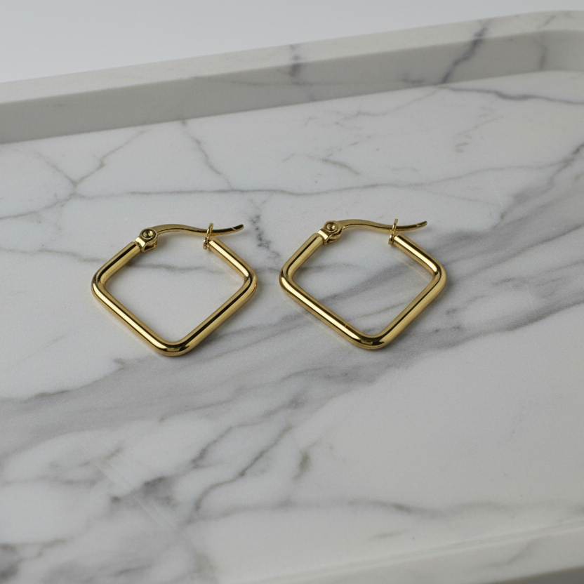 Minimal Square Hoop Earrings by SVORA