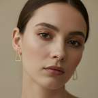 Minimal Triangle Hoop Earrings worn look by SVORA