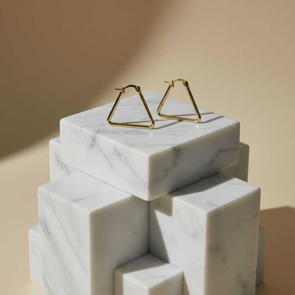 Minimal Triangle Hoop Earrings by SVORA