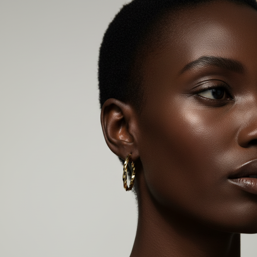 Minimal Round Hoop Earrings worn look by SVORA