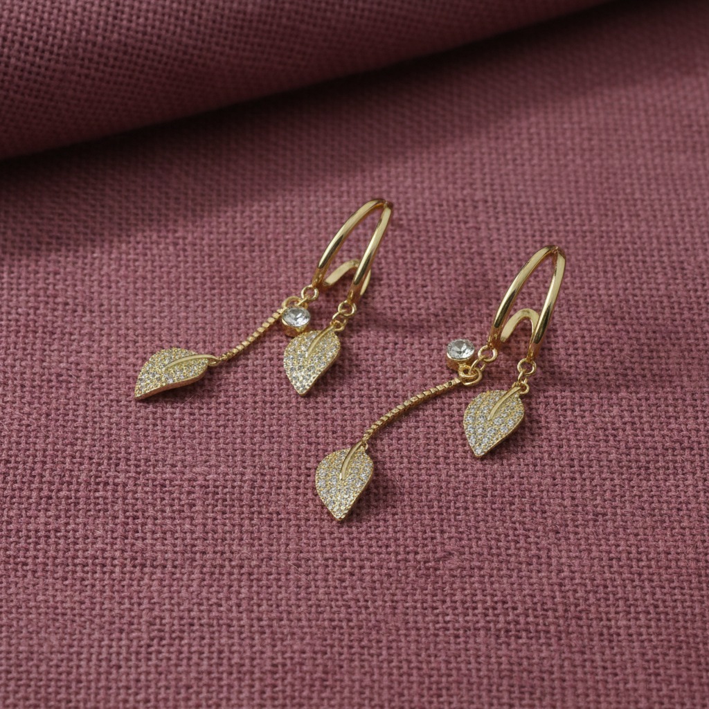 Leafy Solitaire Dangler Earrings by SVORA