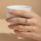 Midnight Pink Gemstone Adjustable Ring model view by SVORA