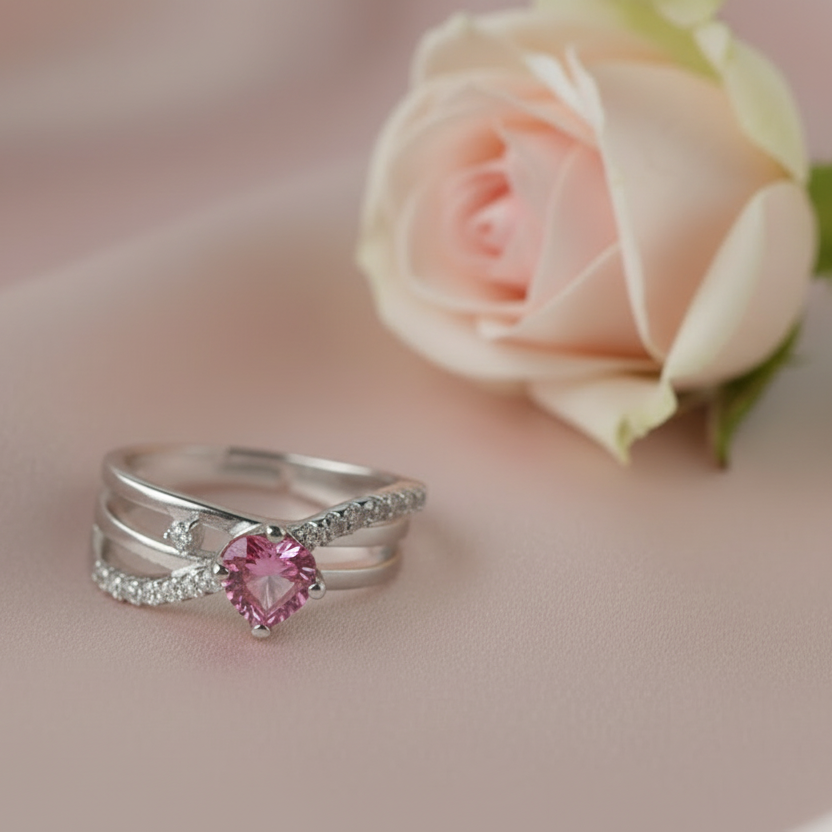 Midnight Pink Gemstone Adjustable Ring by SVORA