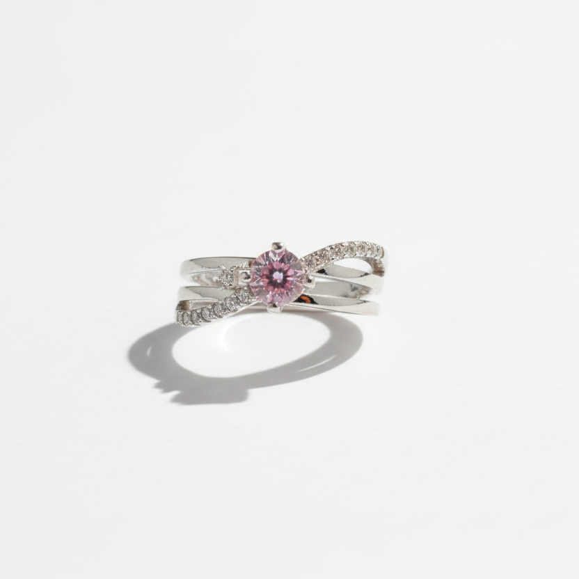 Midnight Pink Gemstone Adjustable Ring by SVORA