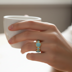 Celeste Turquoise Enamel Bubble Adjustable Ring worn look by SVORA