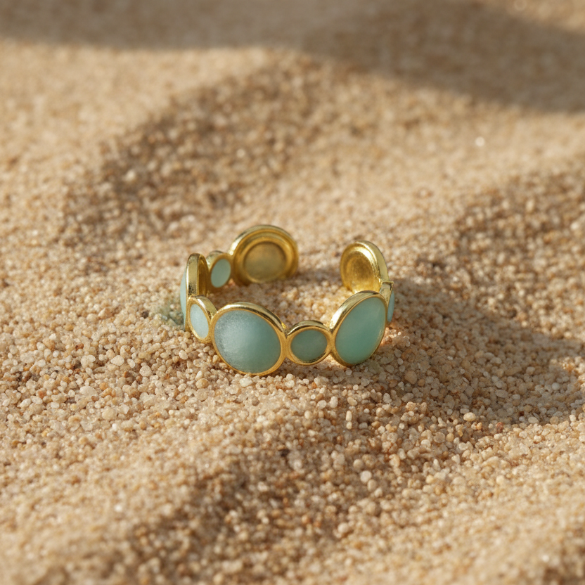 Celeste Turquoise Enamel Bubble Adjustable Ring by SVORA