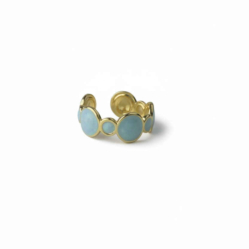 Celeste Turquoise Enamel Bubble Adjustable Ring by SVORA