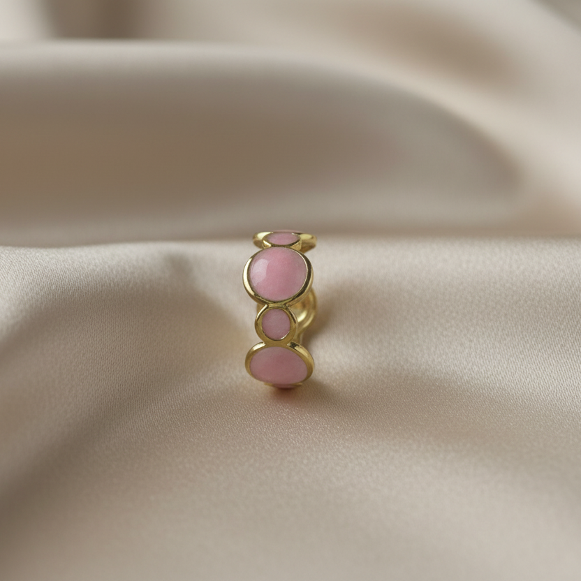 Celeste Pink Enamel Bubble Adjustable Ring by SVORA