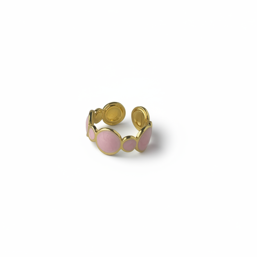 Celeste Pink Enamel Bubble Adjustable Ring by SVORA