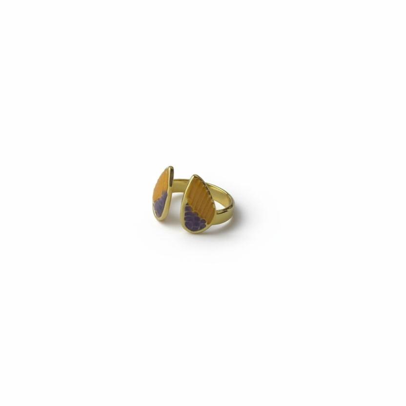 Celeste Purple Enamel wings Adjustable Ring by SVORA