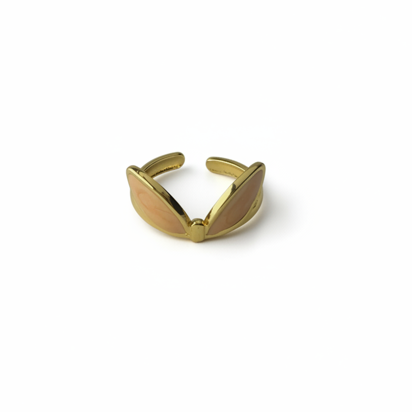 Celeste Peach Enamel Bunny Adjustable Ring by SVORA