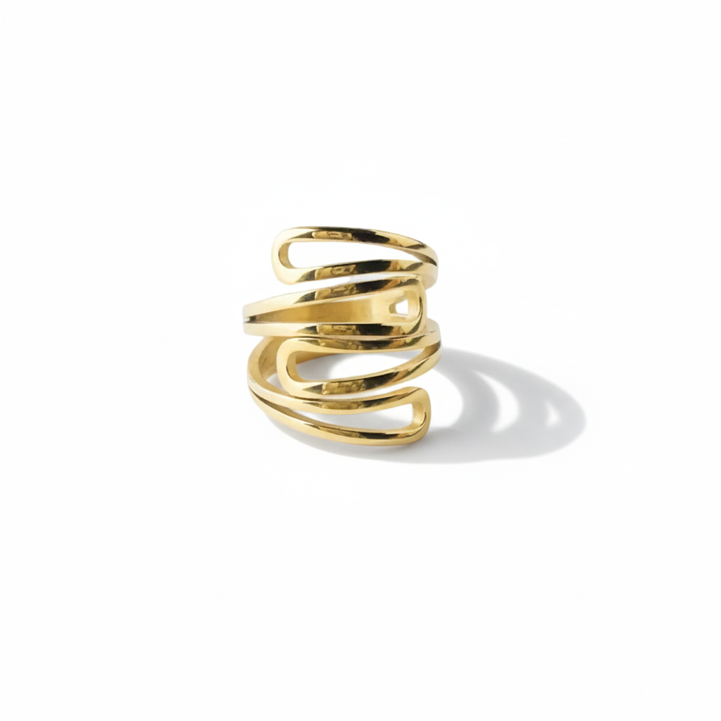 Chunky Triple Layer Gold Plated Ring by SVORA