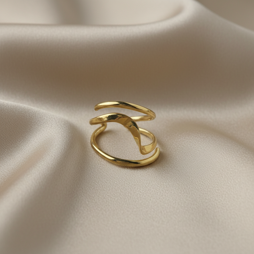 Chunky Abstract Gold Plated Ring by SVORA