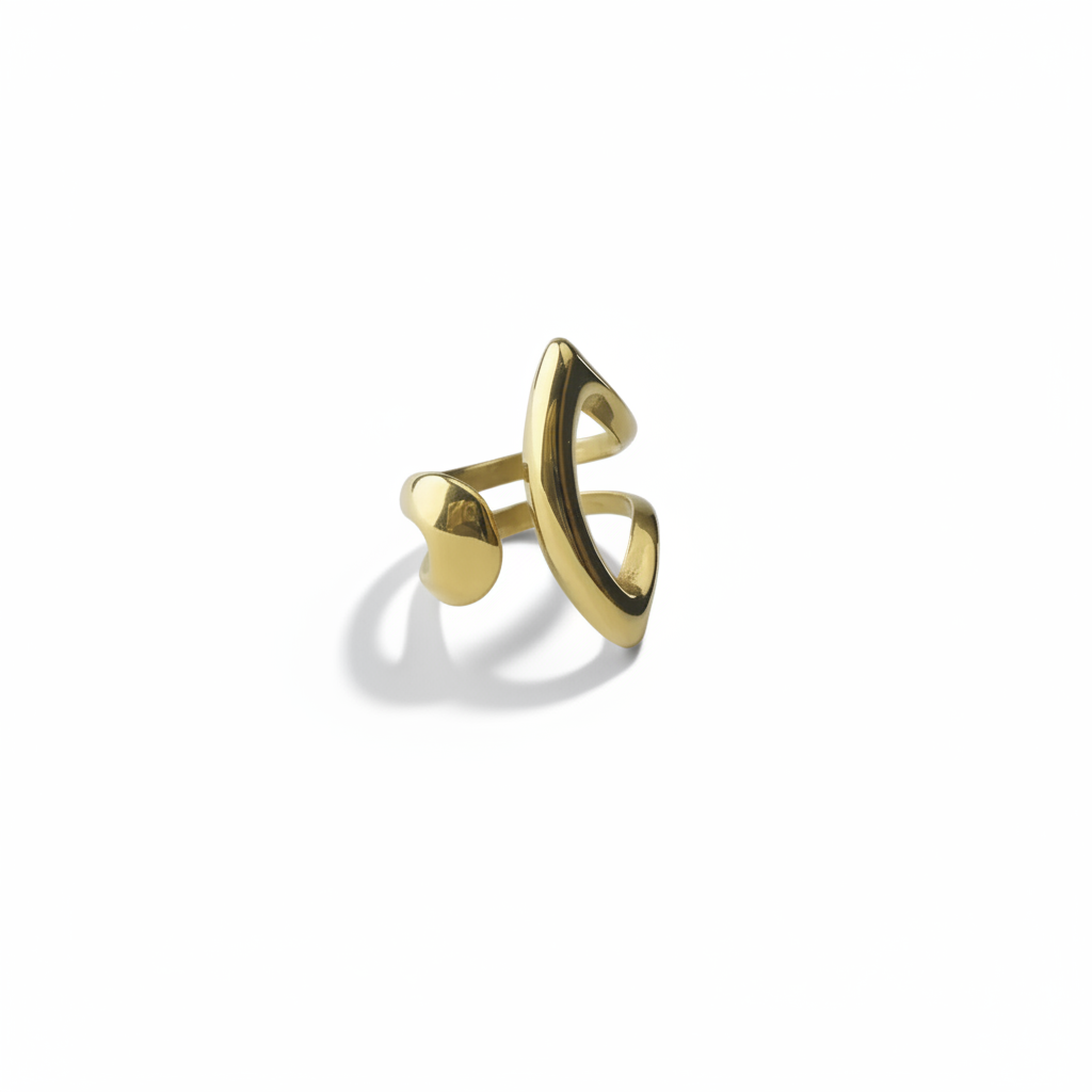 Chunky Front Open Thick Gold Plated Ring by SVORA