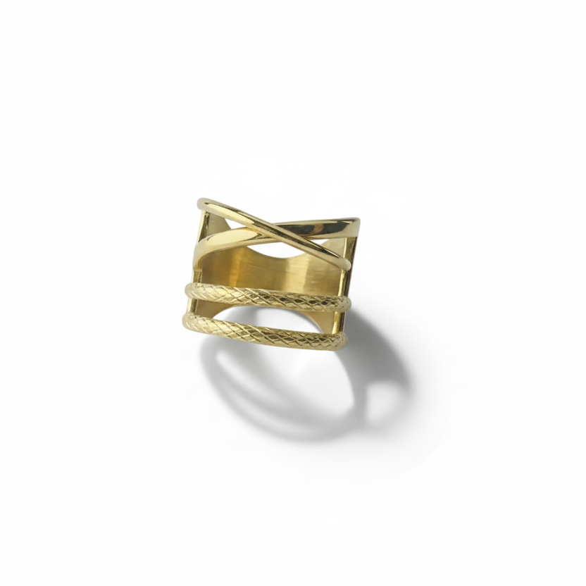 Chunky Stacked Gold Plated Ring by SVORA