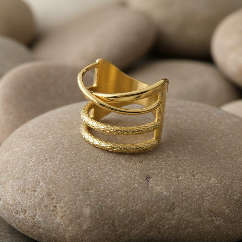 Chunky Stacked Gold Plated Ring by SVORA