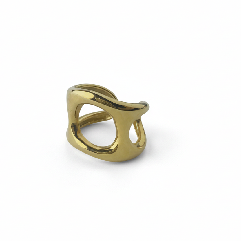 Chunky Hollow Gold Plated Ring by SVORA