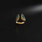 Celeste Bottle Green Enamel Wings Adjustable Ring detail shot by SVORA