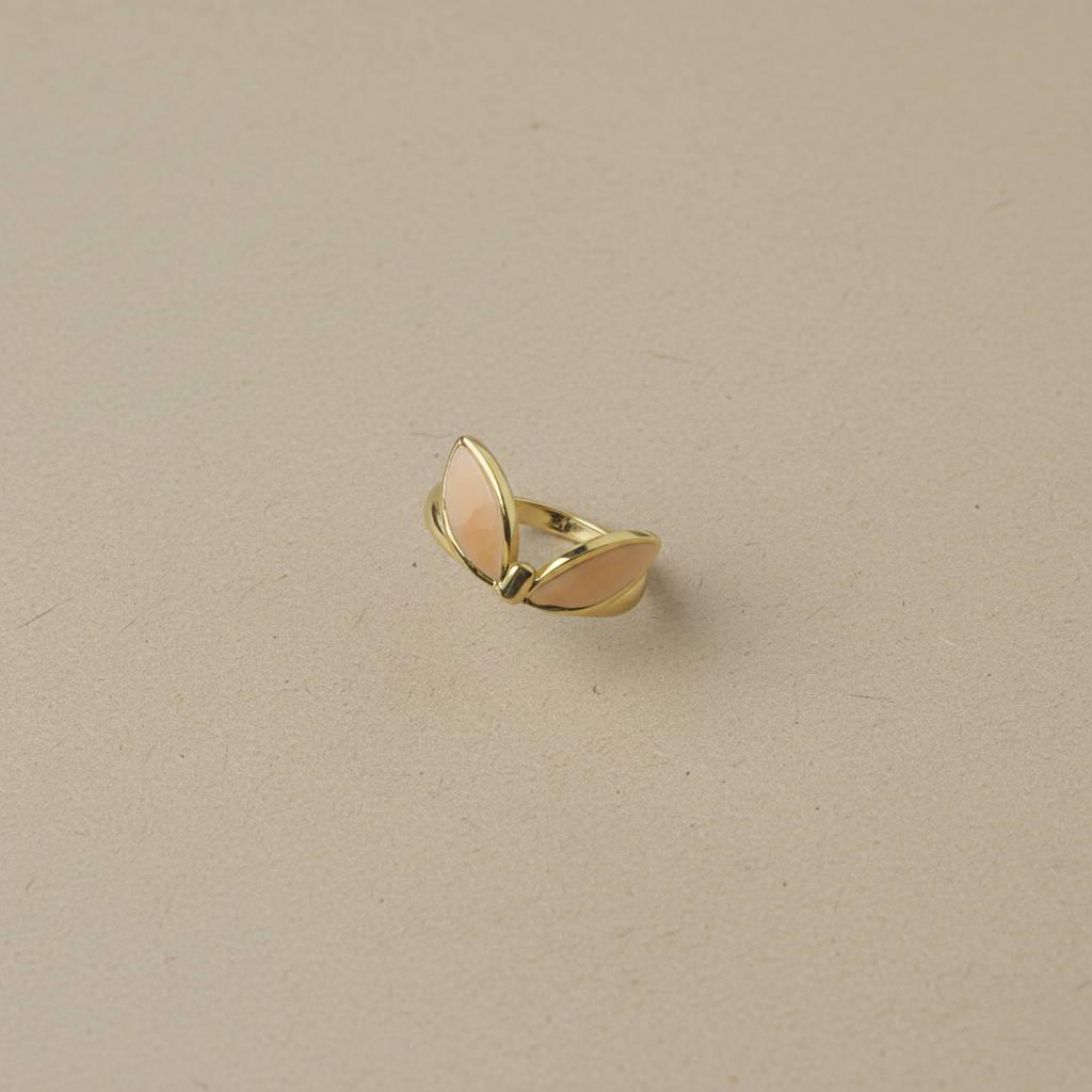 Celeste Peach Enamel Bunny Adjustable Ring by SVORA
