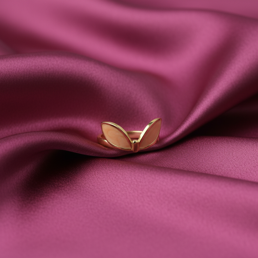 Celeste Peach Enamel Bunny Adjustable Ring by SVORA