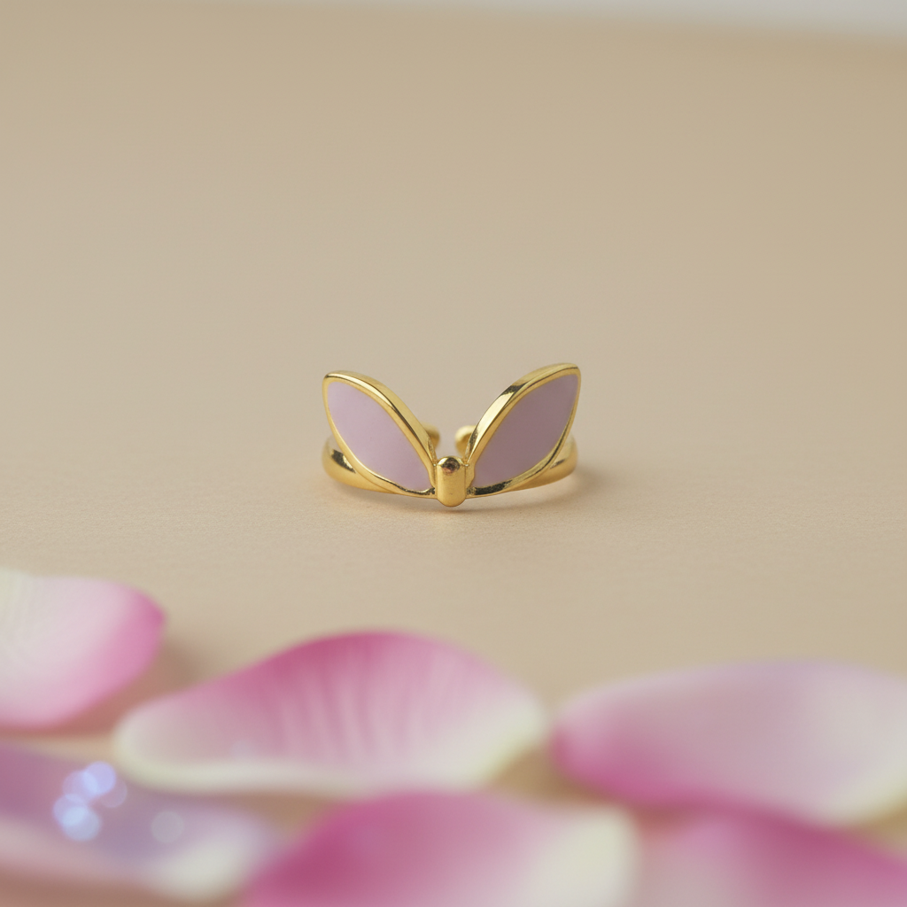 Celeste Lavender Blush Enamel Bunny Adjustable Ring by SVORA