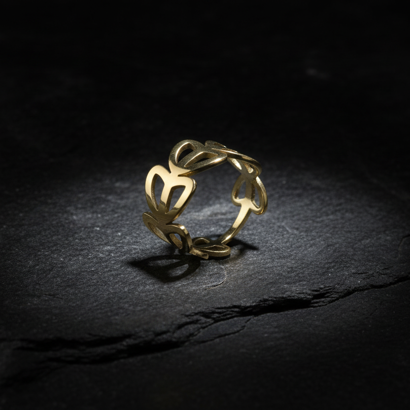 Aurelia Heart Gold Plated Ring top view by SVORA