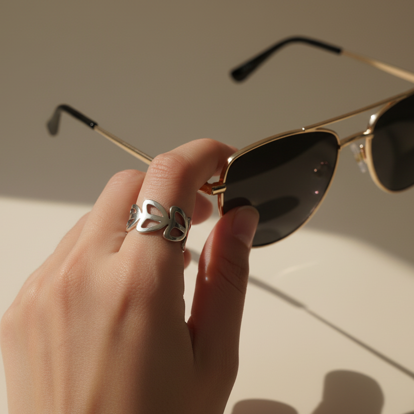 Aurelia Heart Gold Plated Ring worn look by SVORA