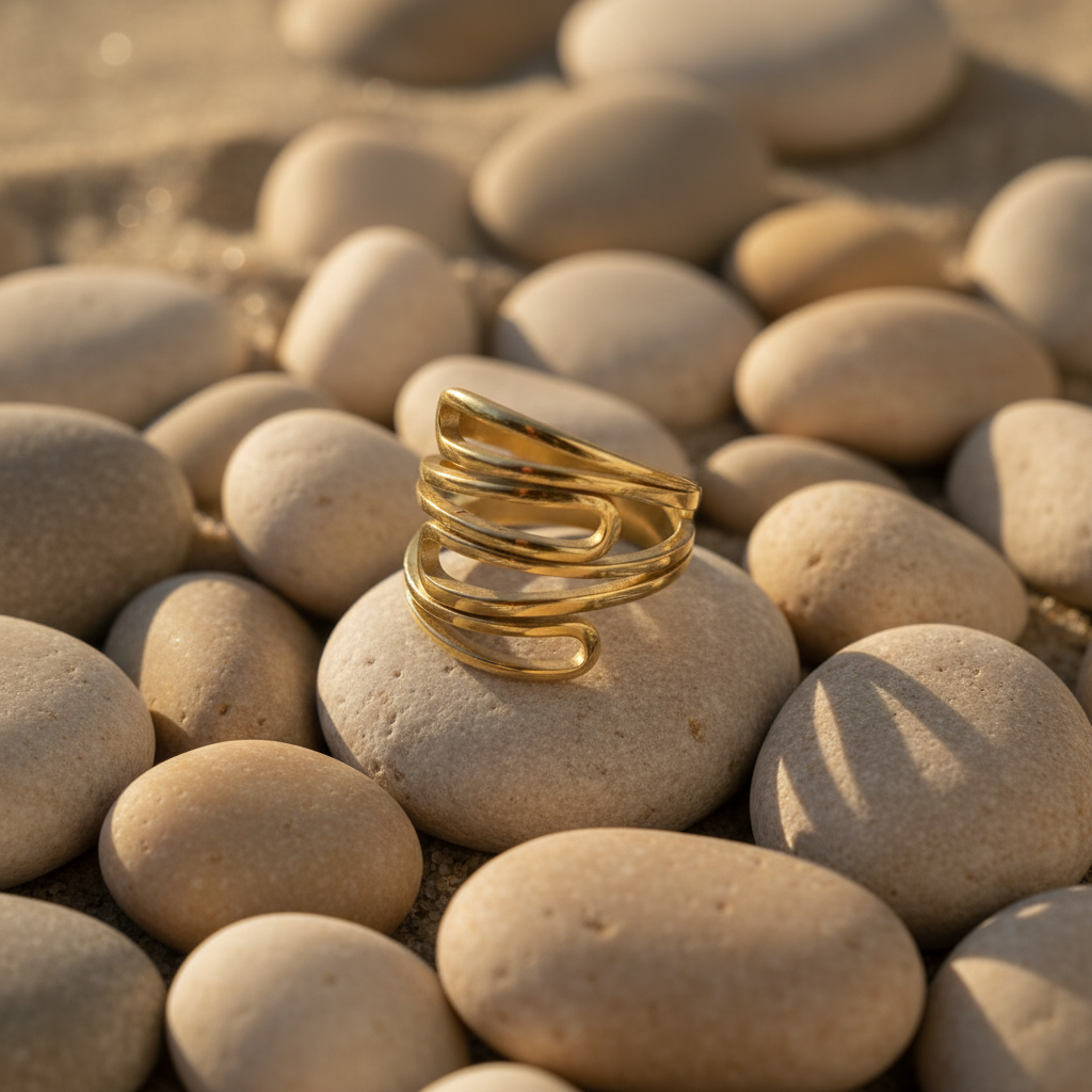 Chunky Triple Layer Gold Plated Ring by SVORA