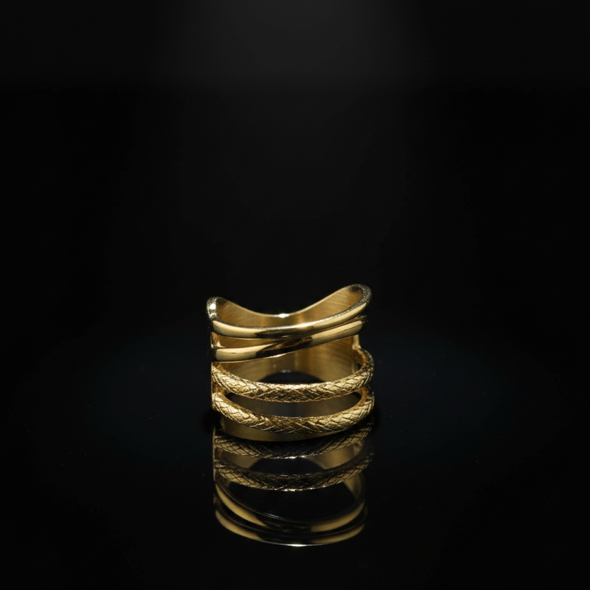 Chunky Stacked Gold Plated Ring by SVORA