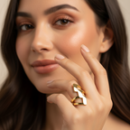 Chunky Flash Superhero Gold Plated Ring worn look by SVORA