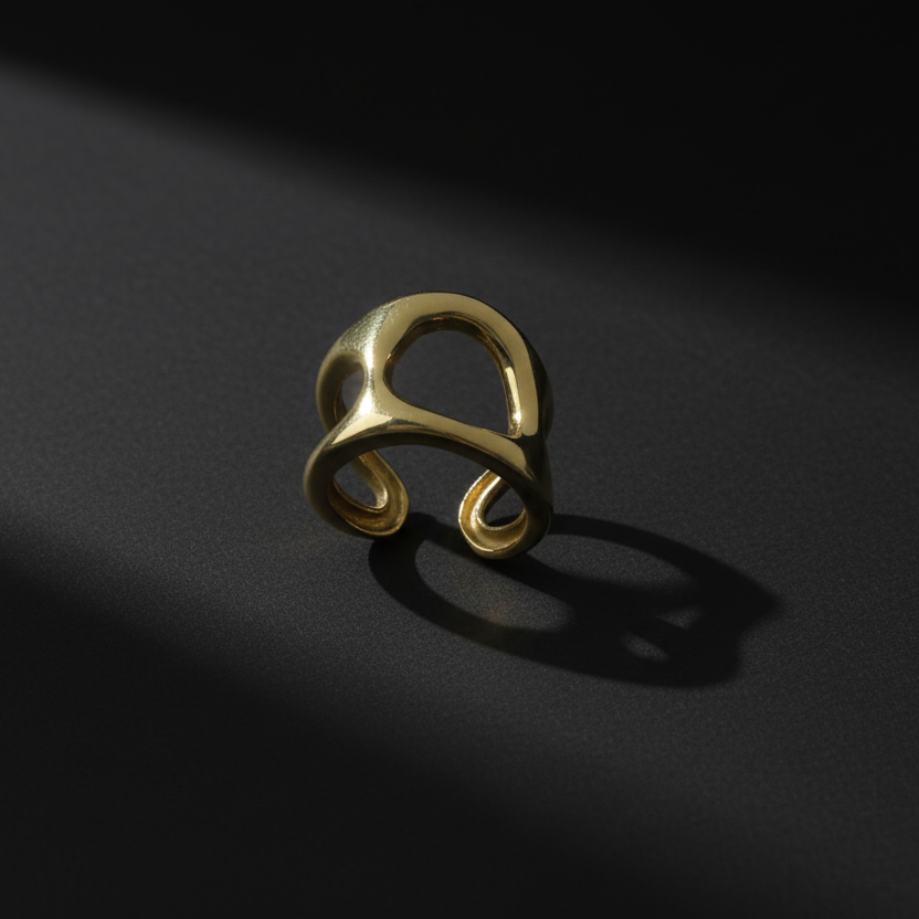 Chunky Hollow Gold Plated Ring by SVORA