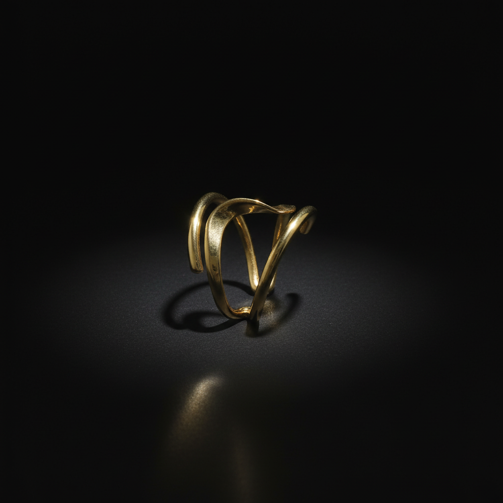 Chunky Abstract Gold Plated Ring top view by SVORA