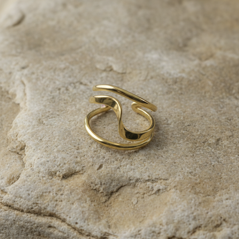 Chunky Abstract Gold Plated Ring by SVORA